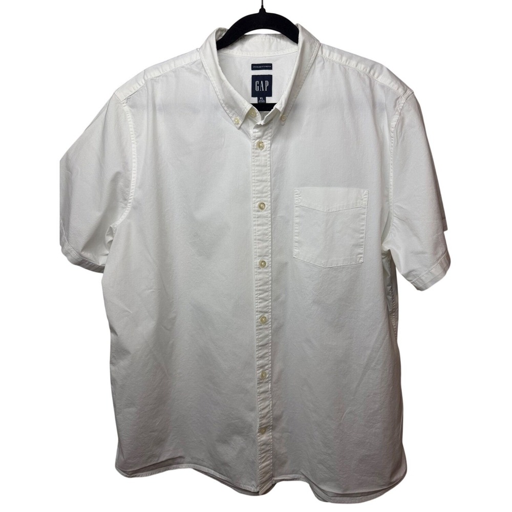 Gap Mens Standard‎ Fit Stretch Short Sleeve Button Down Shirt White XL